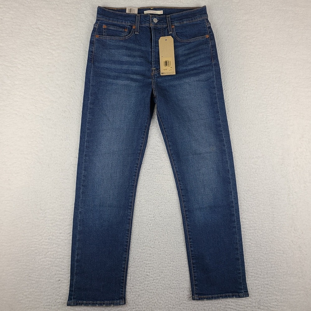 Levi's Jeans Womens 30x28 Blue Wedgie Straight Button Fly Dark Wash Denim NEW